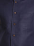 Vastramay Men's Navy Blue Solid Cotton Nehru Jacket With Aqua Blue Kurta And White Pyjama Set